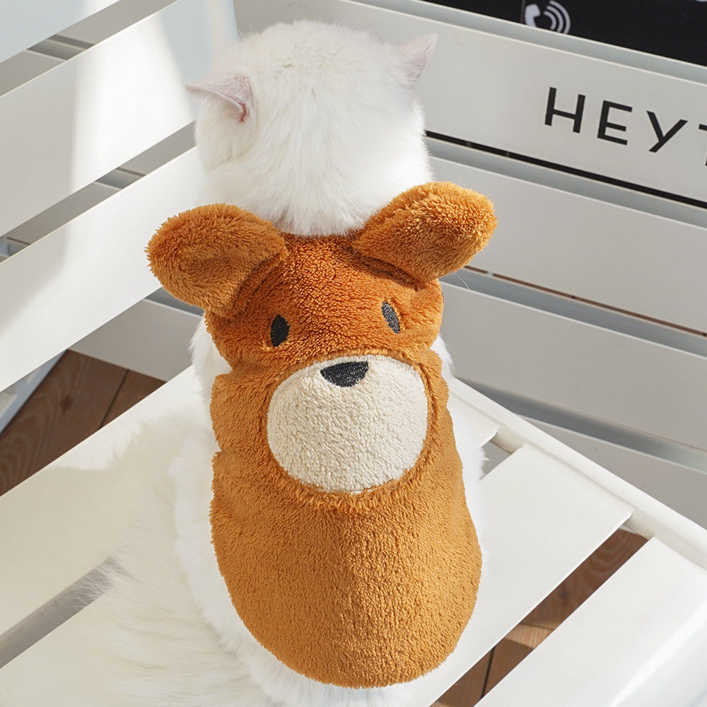 Bear Ears Fleece Coat - Warm Winter Pet Outfit
