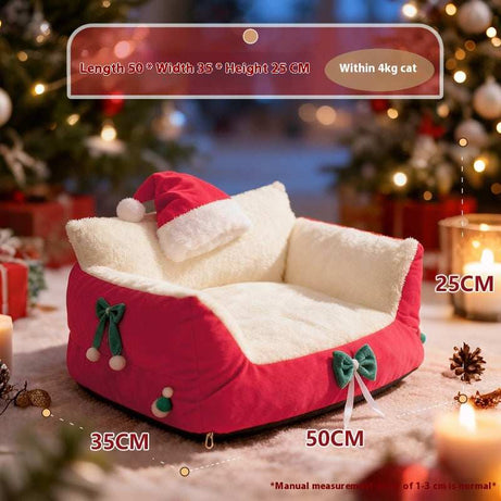 Christmas Cat Bed for Winter Warmth - Cozy Bolster Pet Nest