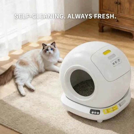 Cat Self-Cleaning Litter Box 78L - Smart App-Controlled Enclosed