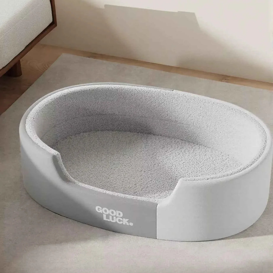 Plush Pet Nest - Two-Tone Thickened Oval Bed