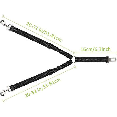 Double-ended Traction Rope Pet Car Seat Belt - Secure Two Pets
