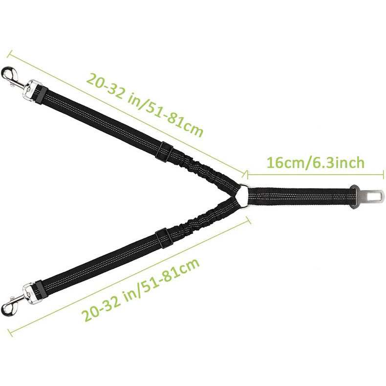 Double-ended Traction Rope Pet Car Seat Belt - Secure Two Pets
