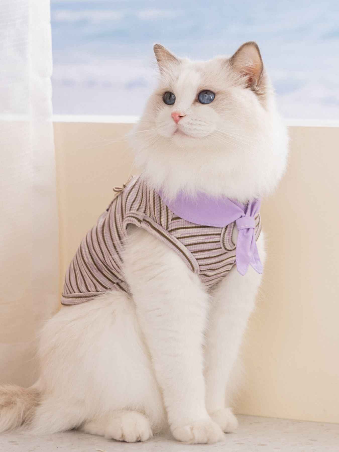 Pet Striped Tie-Front Top - Cute Small Pet Summer Shirt