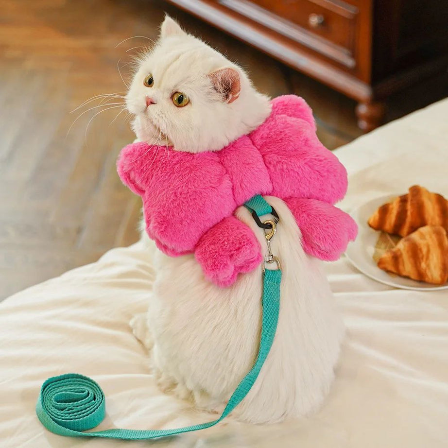 Bow Backpack Harness - Cute Pet Chest Strap Leash Set