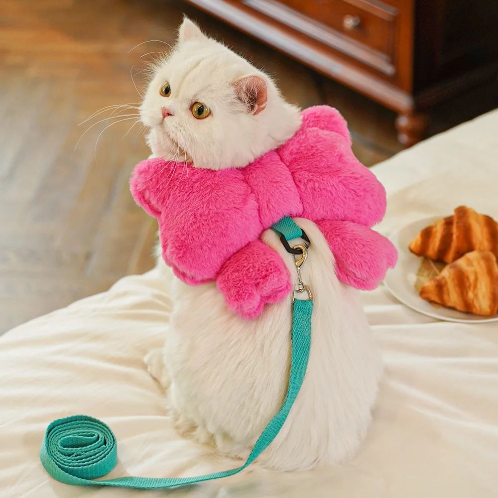 Bow Backpack Harness - Cute Pet Chest Strap Leash Set