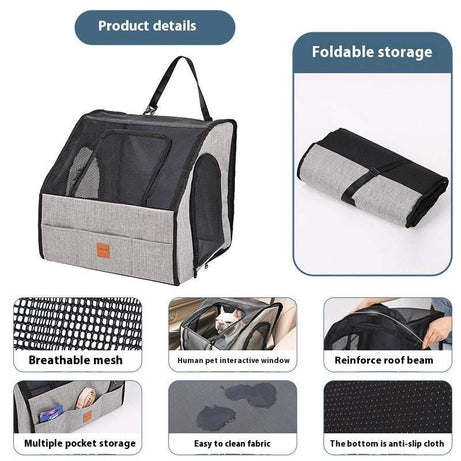 Portable Foldable Car Pet Cage - Waterproof Dog Travel Seat