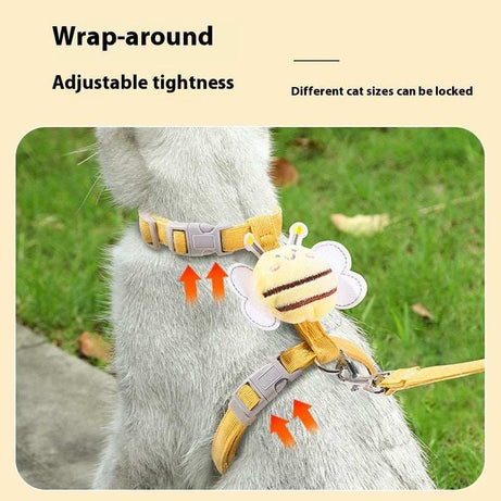 Cute Bumblebee Small Pet Adjustable Dog Cat Harness with Lead - X-Small to Medium