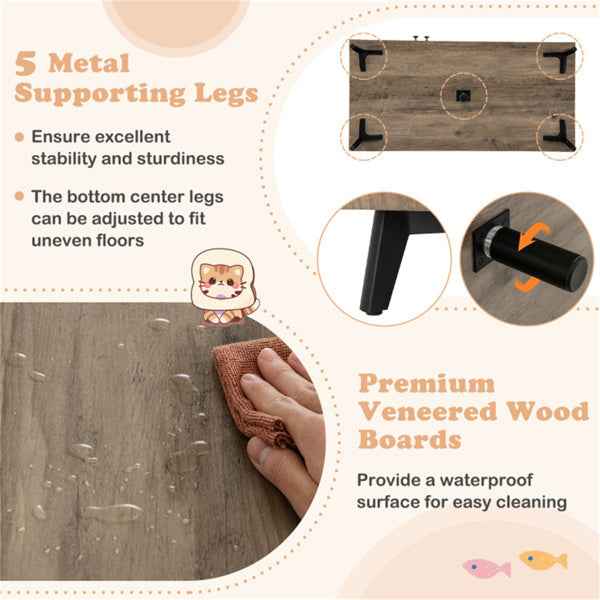 Cat Litter Box Enclosure Cabinet - 3-in-1 Scratching Post Condo Furniture