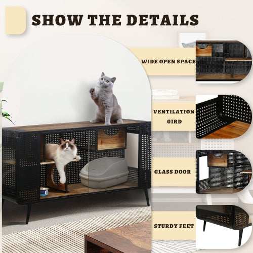Spacious Cat House - Tempered Glass Design