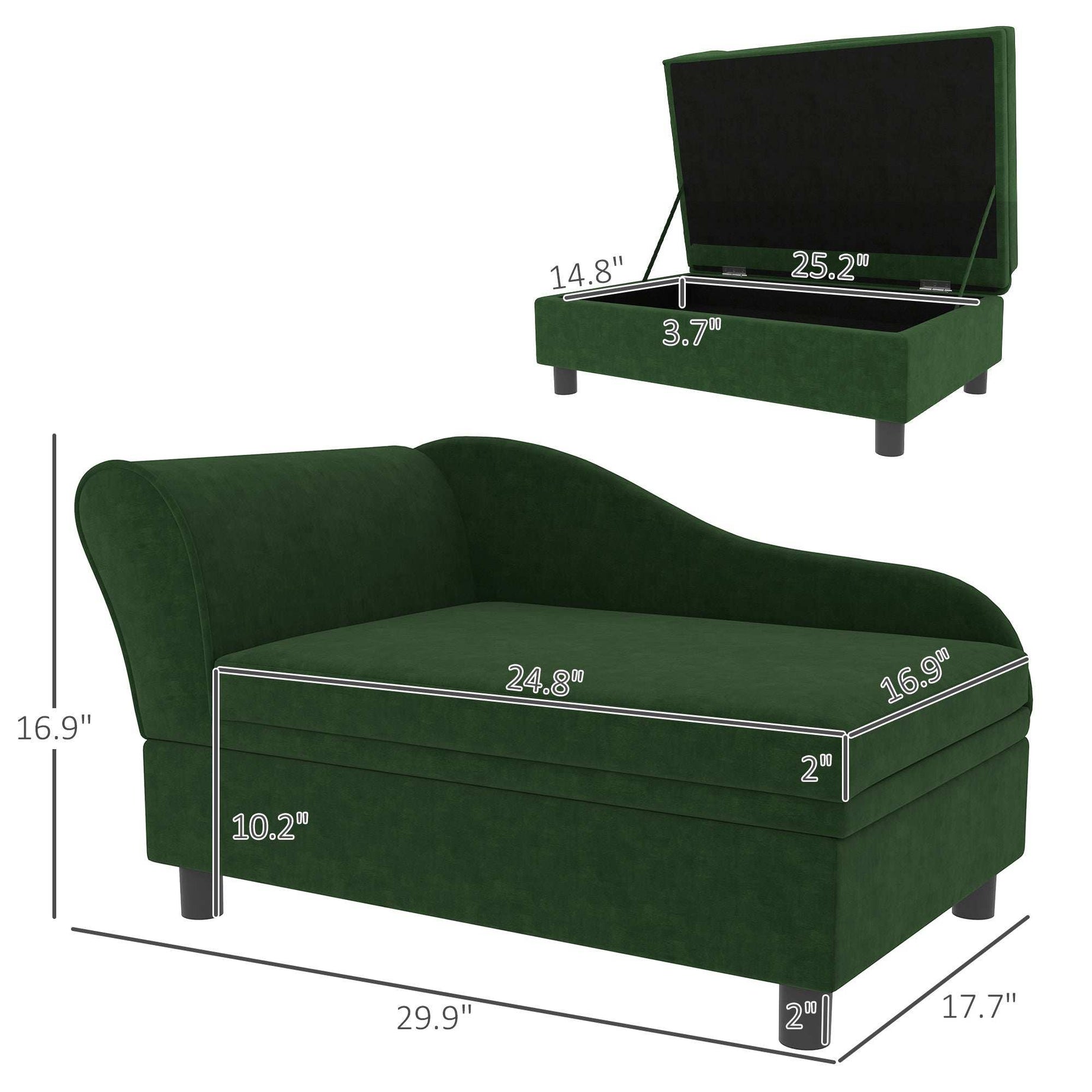 Pet Sofa Bed with Storage - Green for Cats & Small Dogs