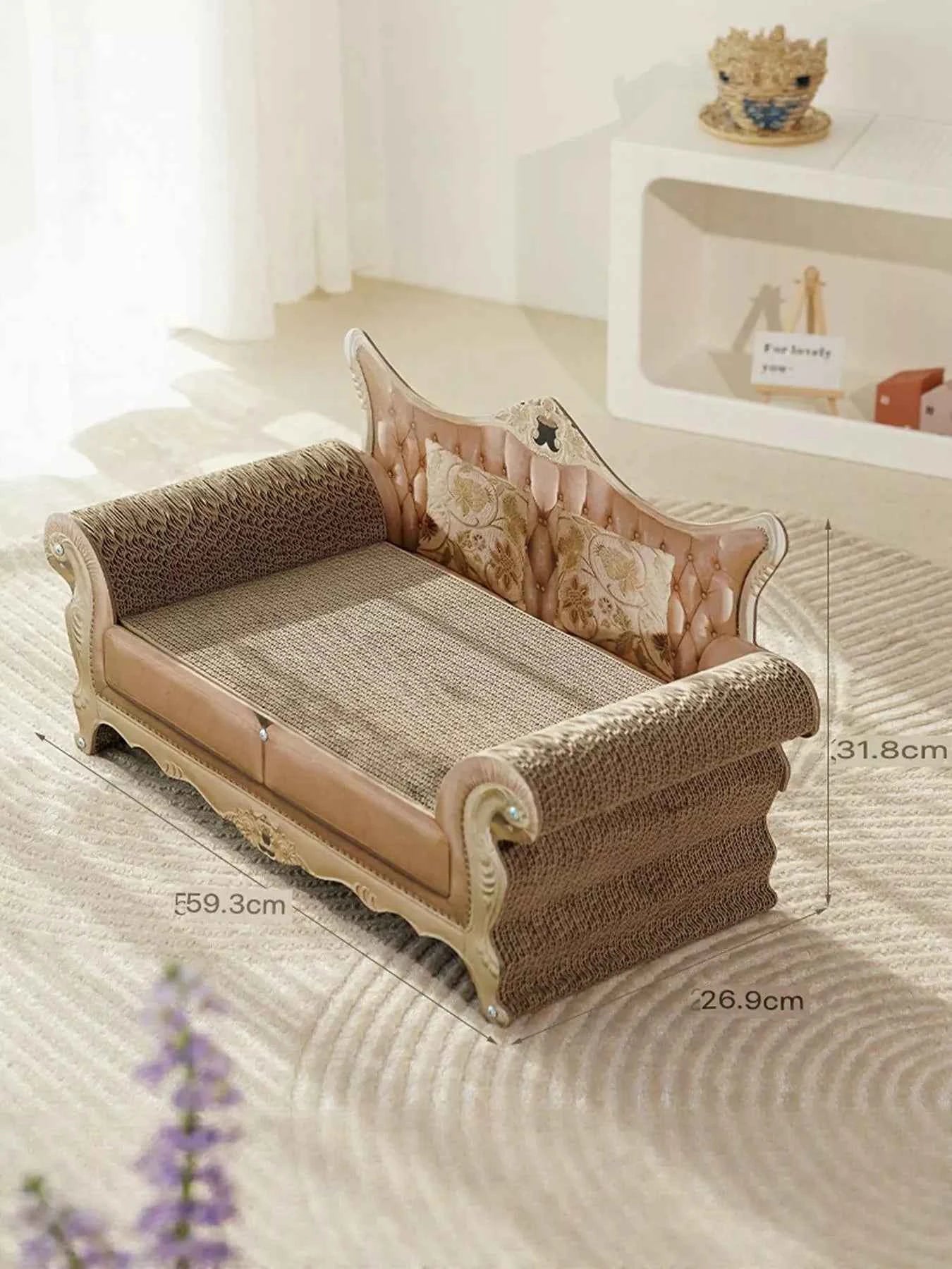 Retro Cat Scratcher Lounger - Wear-Resistant Couch