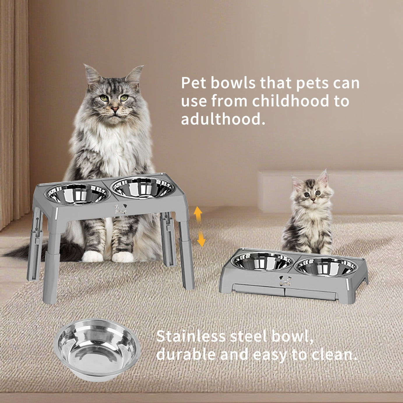 Elevated Dog Bowls - Height Adjustable Feeding Station