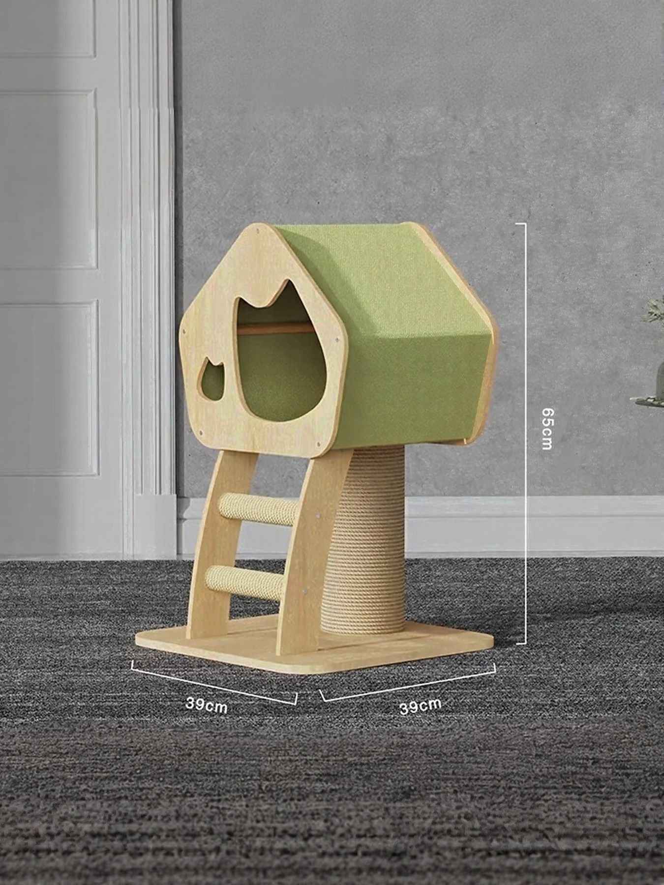 Cat Condo Wooden Tower - Modern Sisal Scratching Post 3 Styles