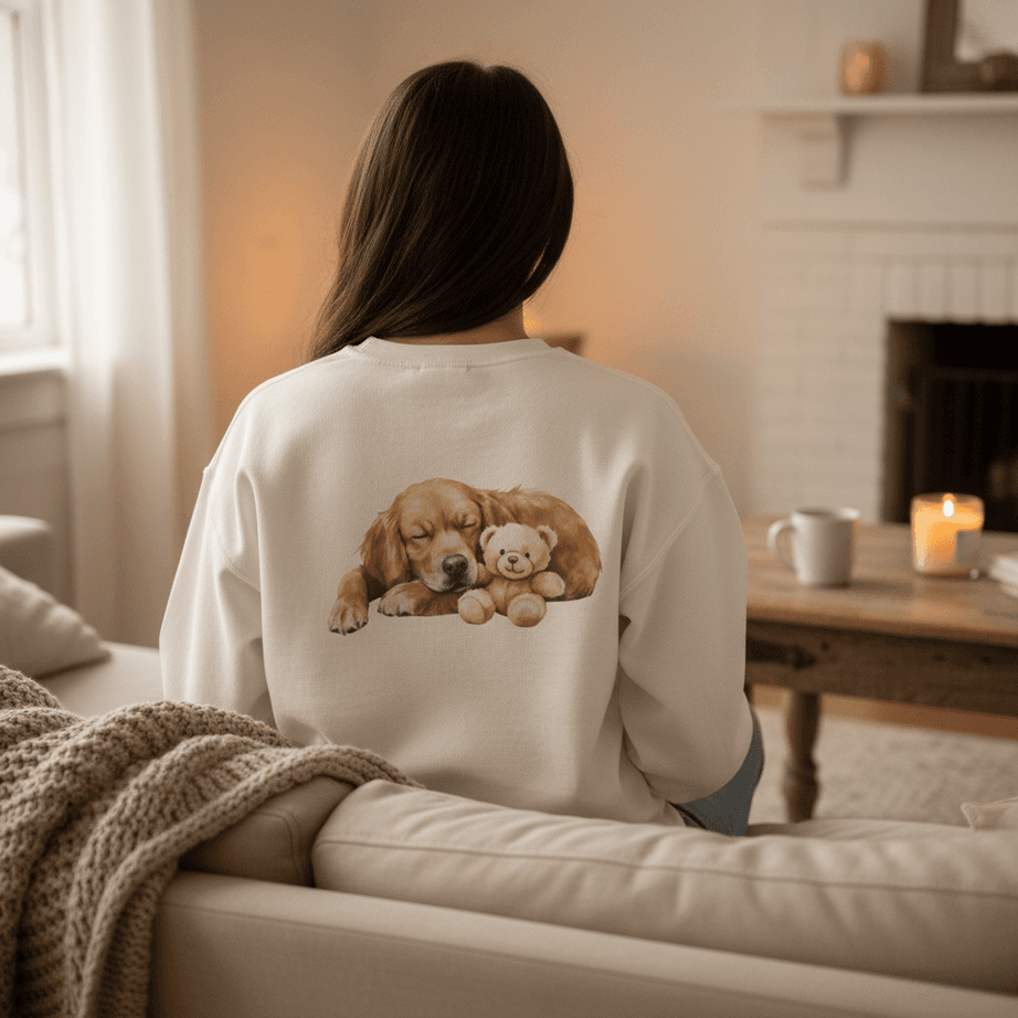 Baby Golden Retriever Crewneck - Nap with Teddy Bear