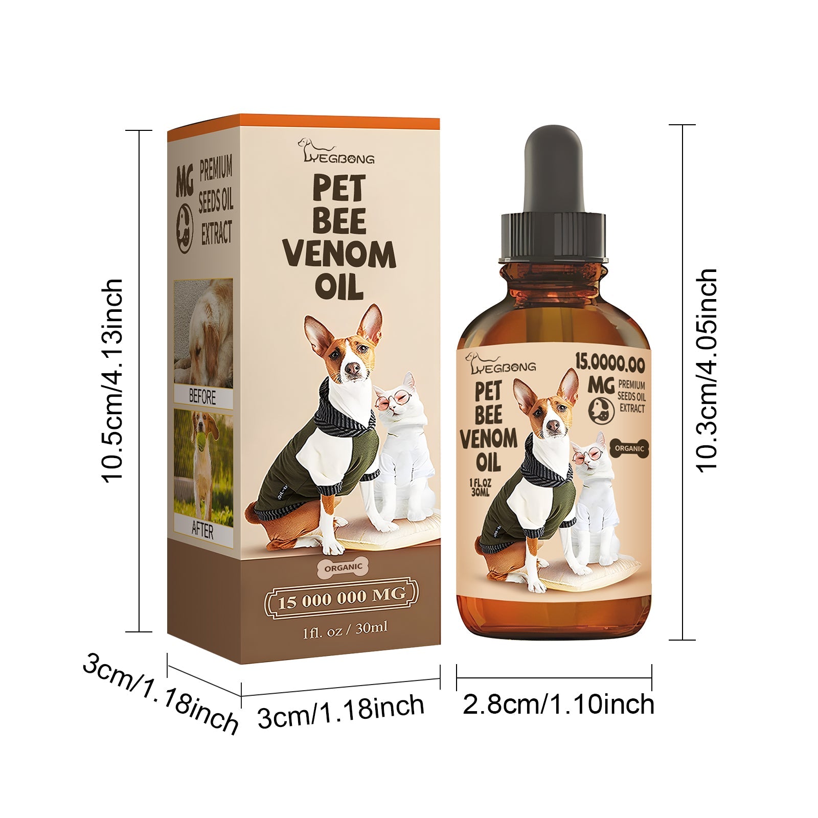 Pet Joint Relief Oil 30ml - Bee Venom Topical Supplement Dogs and Cats