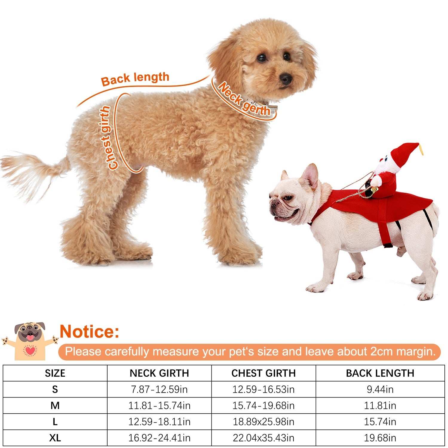 Christmas Santa Pet Outfit - Riding Style with Bell