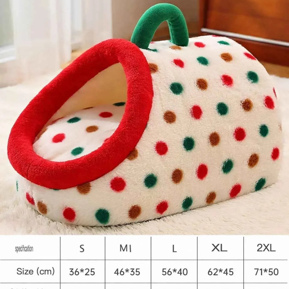 Pet Nest with Handle - Cozy Polka Dot Bed
