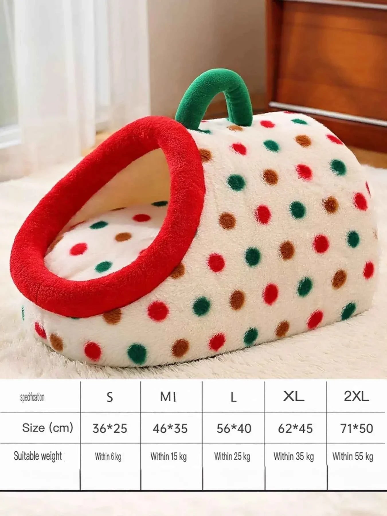 Pet Nest with Handle - Cozy Polka Dot Bed