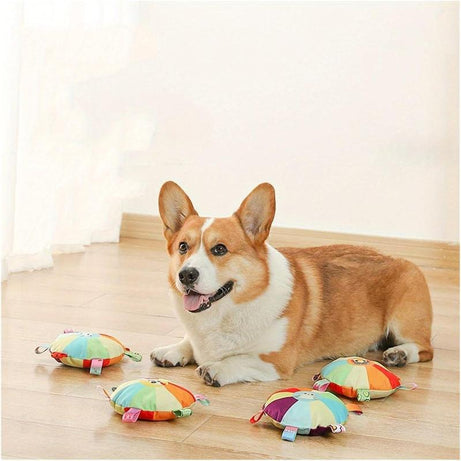 Plush Flying Disc Dog Toy with Bells - Tug of War
