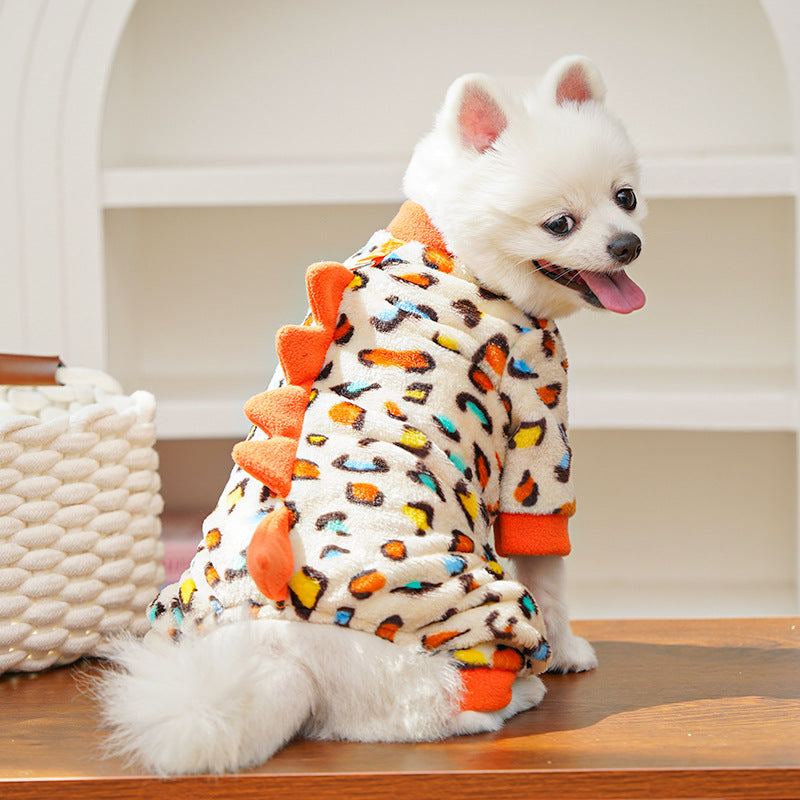 Dino Roar Fleece - Leopard Print Dog Hoodie