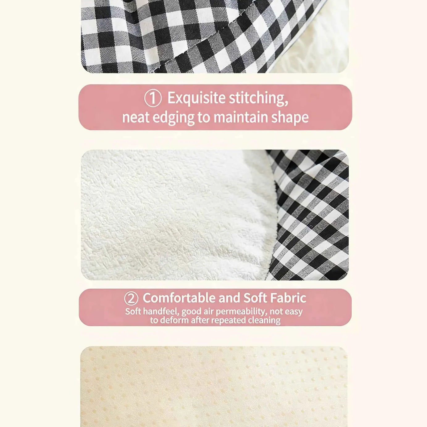 Pet Mat with Bow - Cartoon Plaid Design Bed