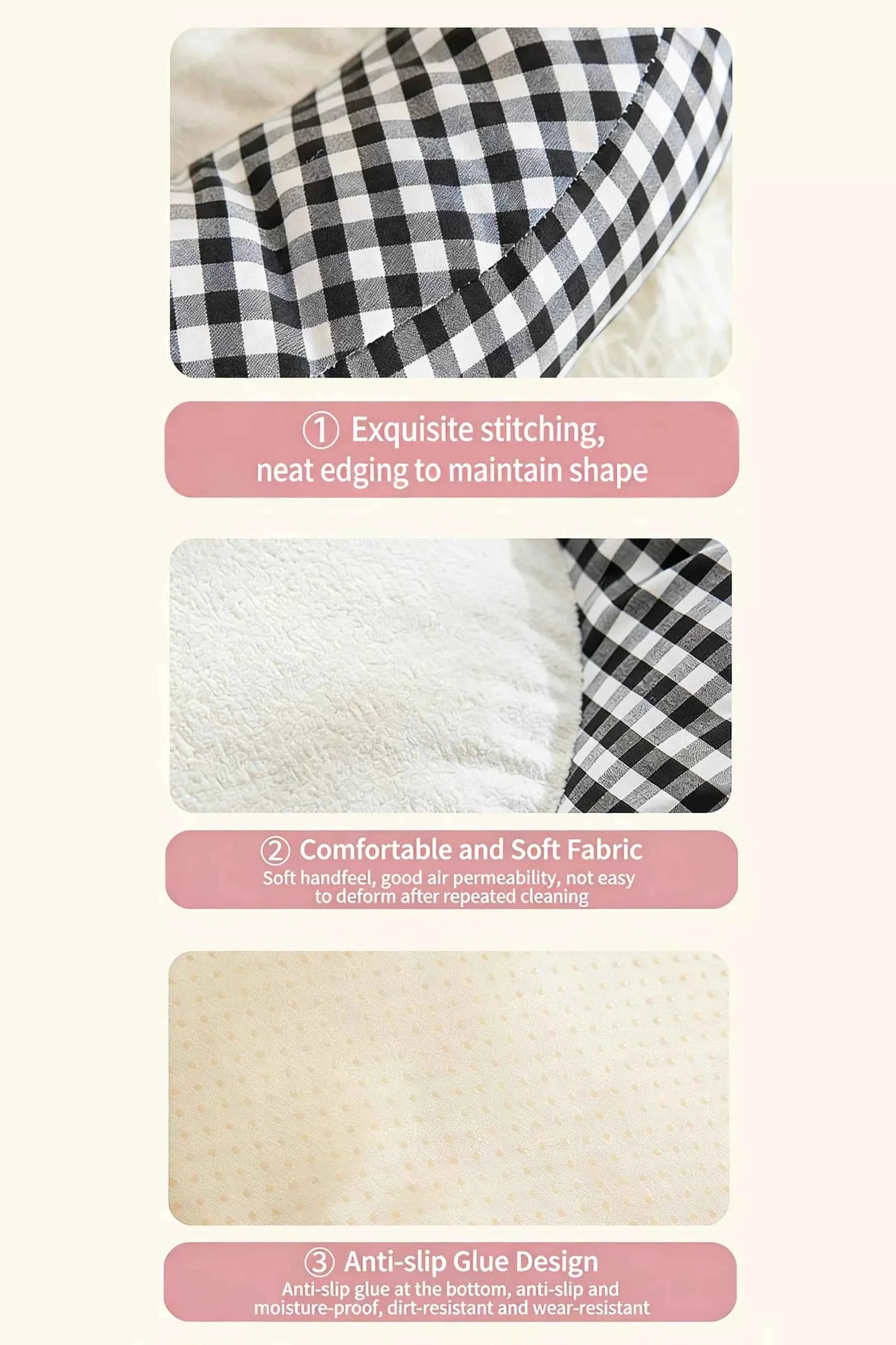 Pet Mat with Bow - Cartoon Plaid Design Bed
