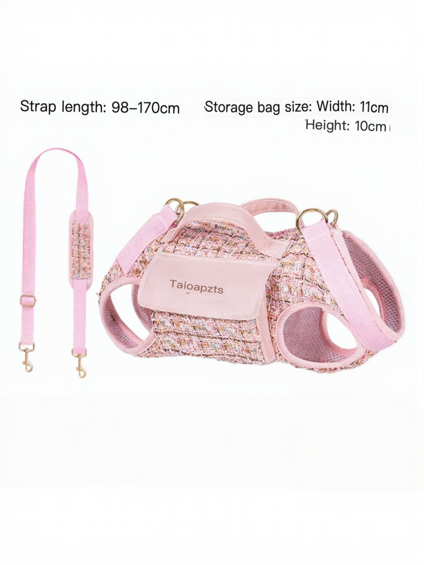 Tweed Pet Harness with Strap - Chic Carry Handle