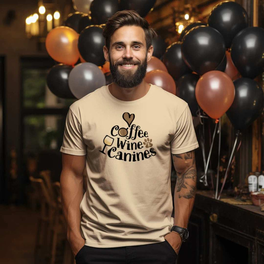 Love Coffee Wine Canines T-Shirt - Dog Parent Lifestyle