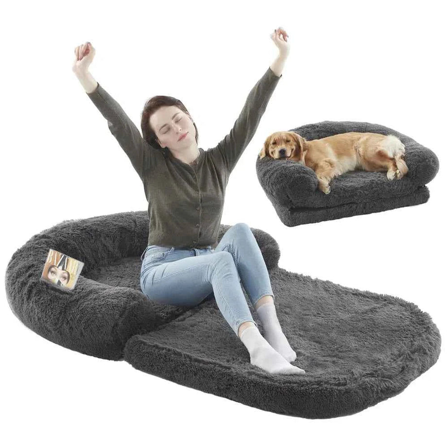 Large Foldable Dog Bed - Plush Orthopedic Human Sized