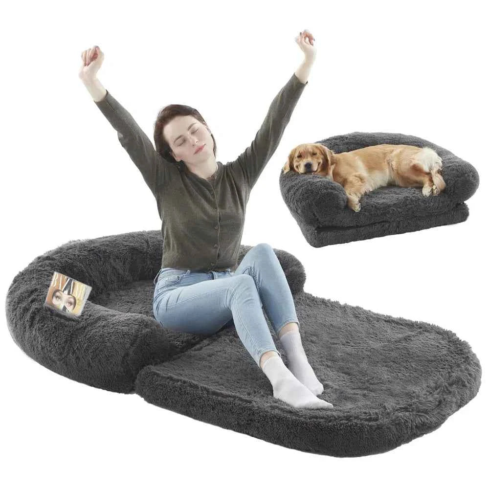 Large Foldable Dog Bed - Plush Orthopedic Human Sized