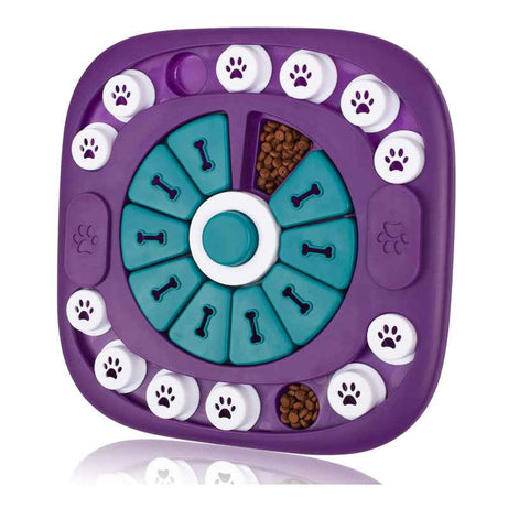 Dog Puzzle Toy - 24 Hole Treat Slider with Squeak Button Enrichment