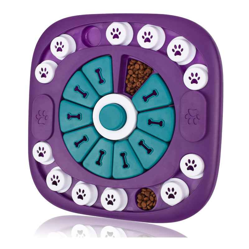 Dog Puzzle Toy - 24 Hole Treat Slider with Squeak Button Enrichment