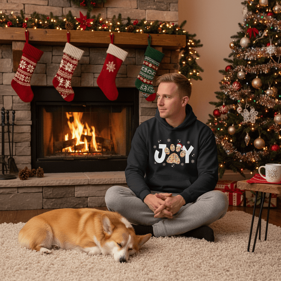 Joy Paw Hoodie - Festive Christmas Pet Lover Sweatshirt