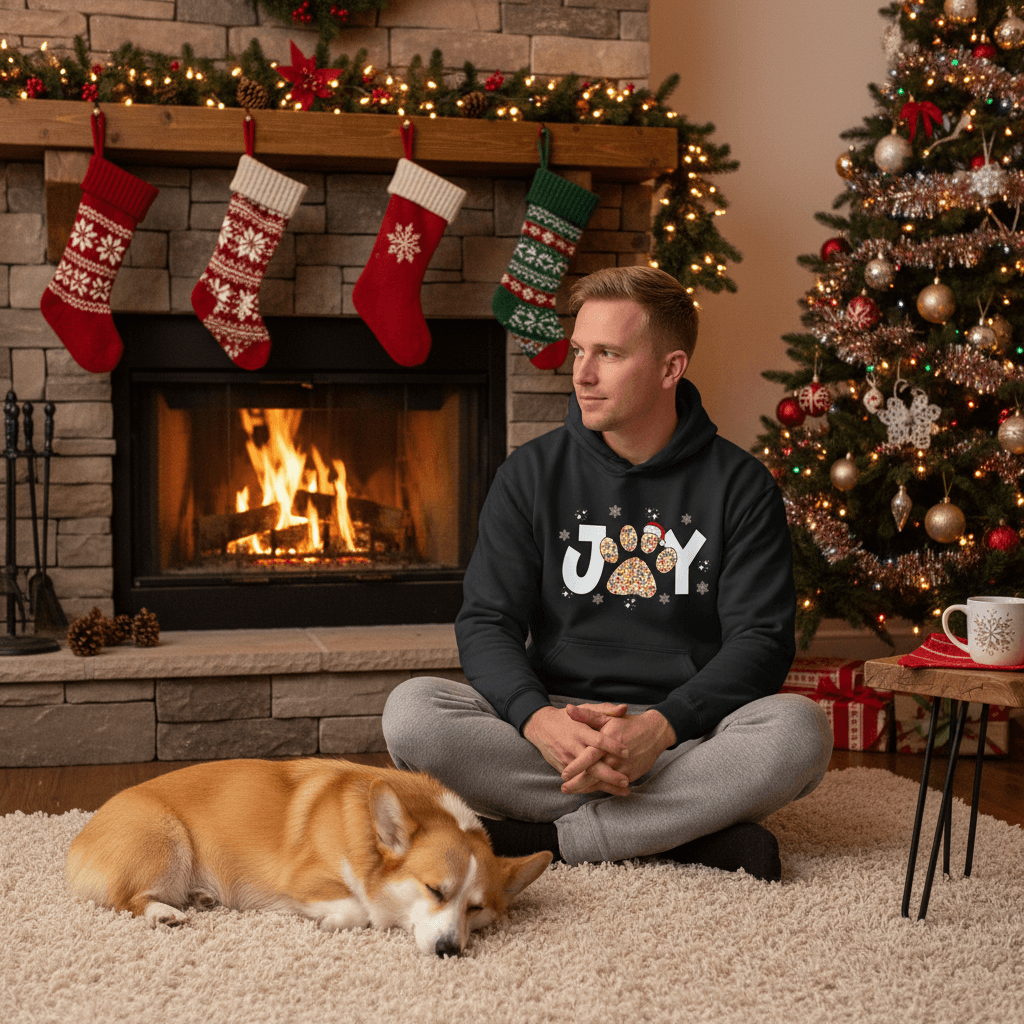 Joy Paw Hoodie - Festive Christmas Pet Lover Sweatshirt