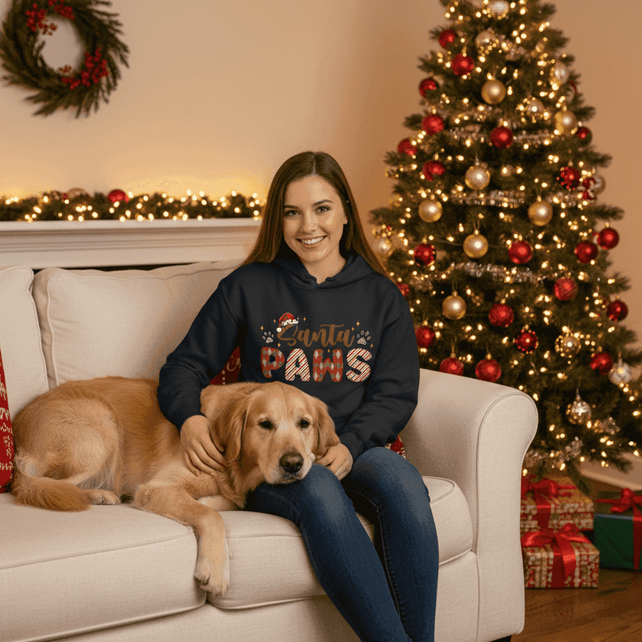 Santa Paws Holiday Hoodie for Dog Lovers - Cozy Festive Gift