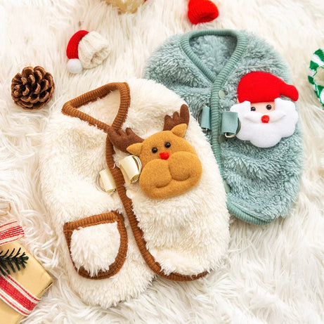 Festive Dog Coat - Warm Fleece Winter Jacket
