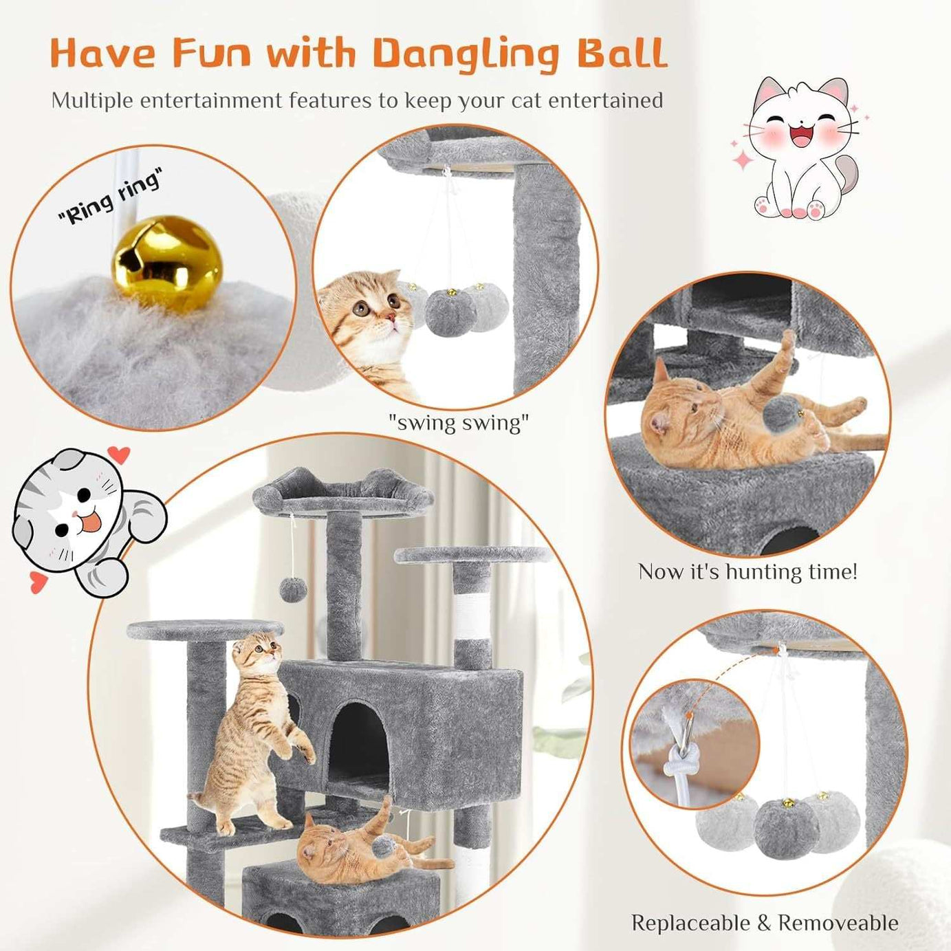 54 Inch Multi-Level Cat Tree Tower