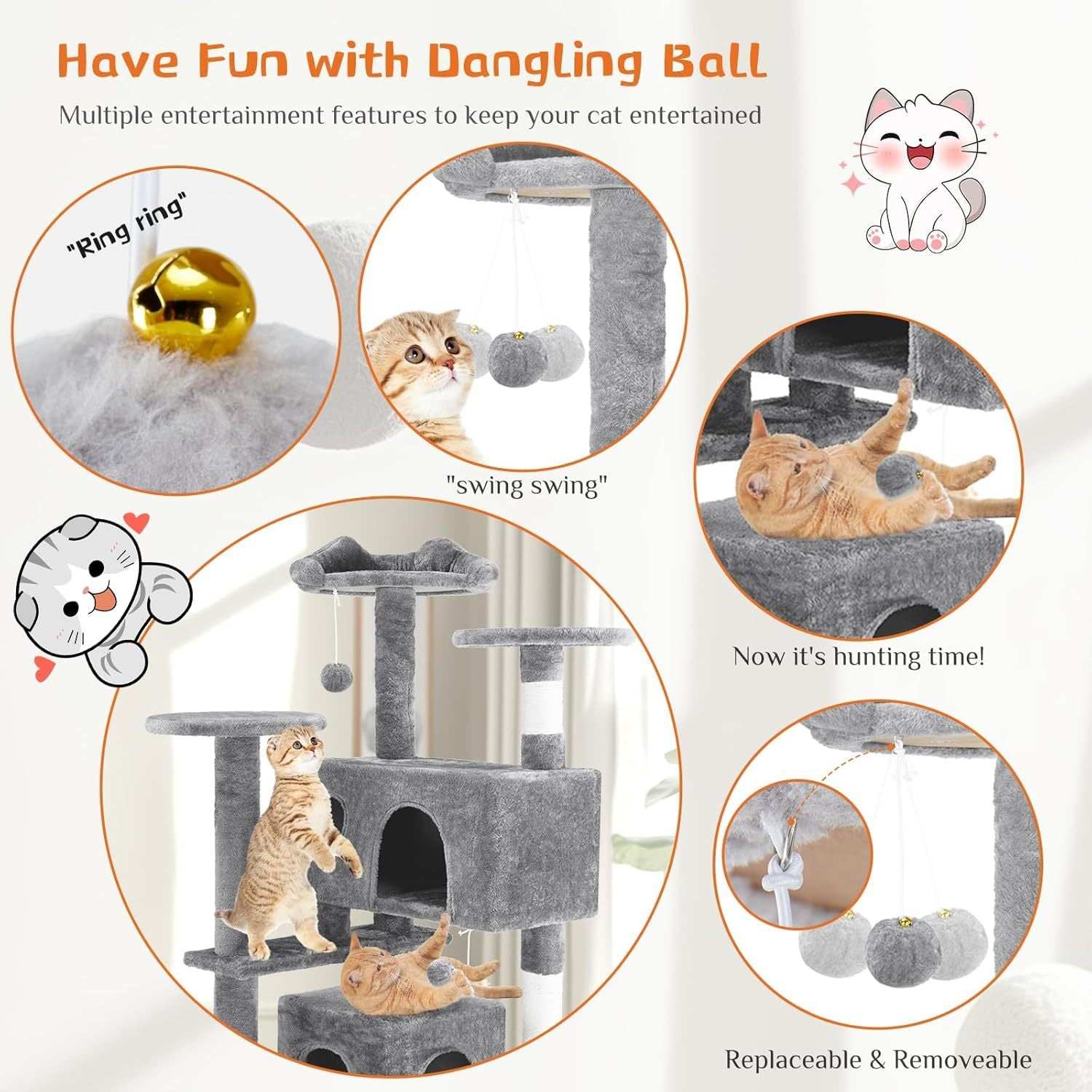 54 Inch Multi-Level Cat Tree Tower