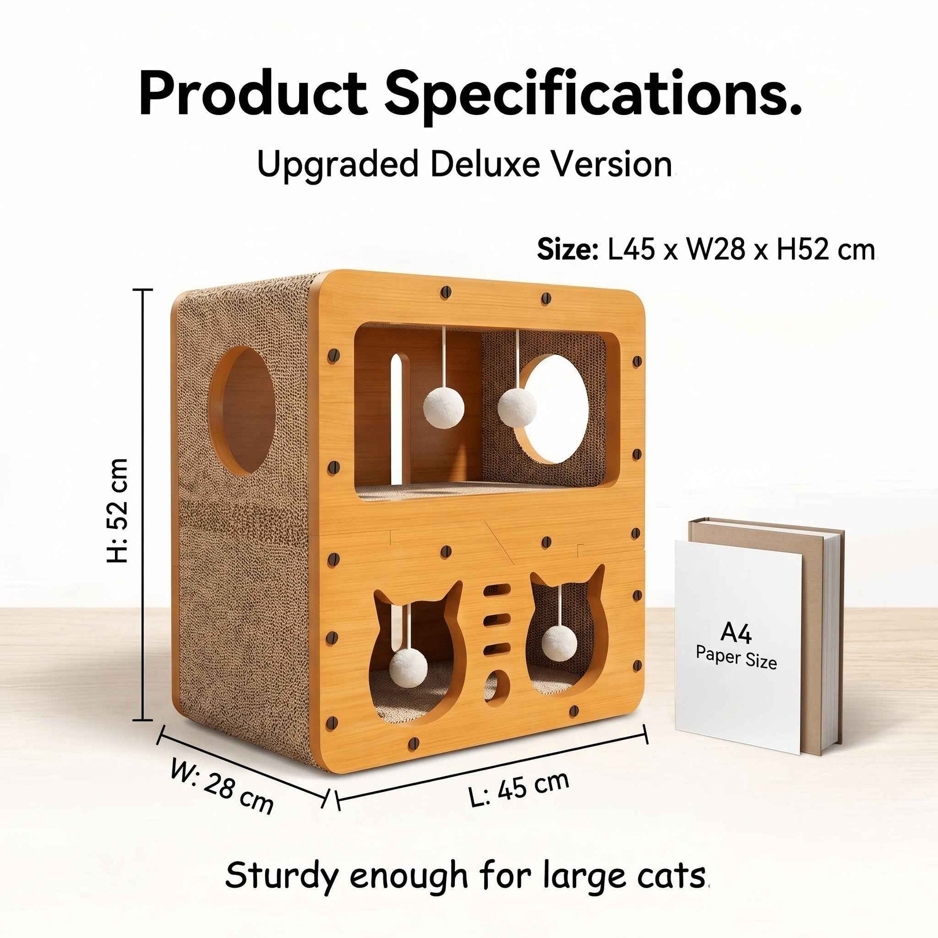 2-Tier Corrugated Cardboard Cat House & Scratcher Lounge Villa