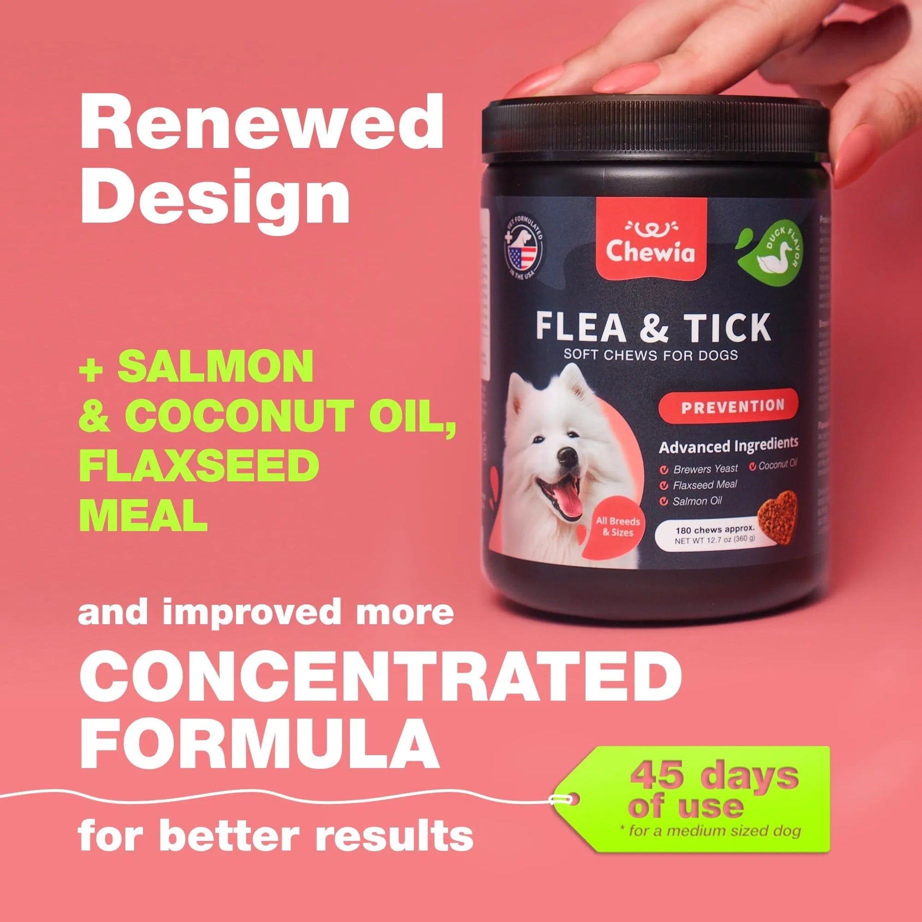 Dog Flea and Tick Chews - Chewia Vet Formulated Soft Chews 180 Count