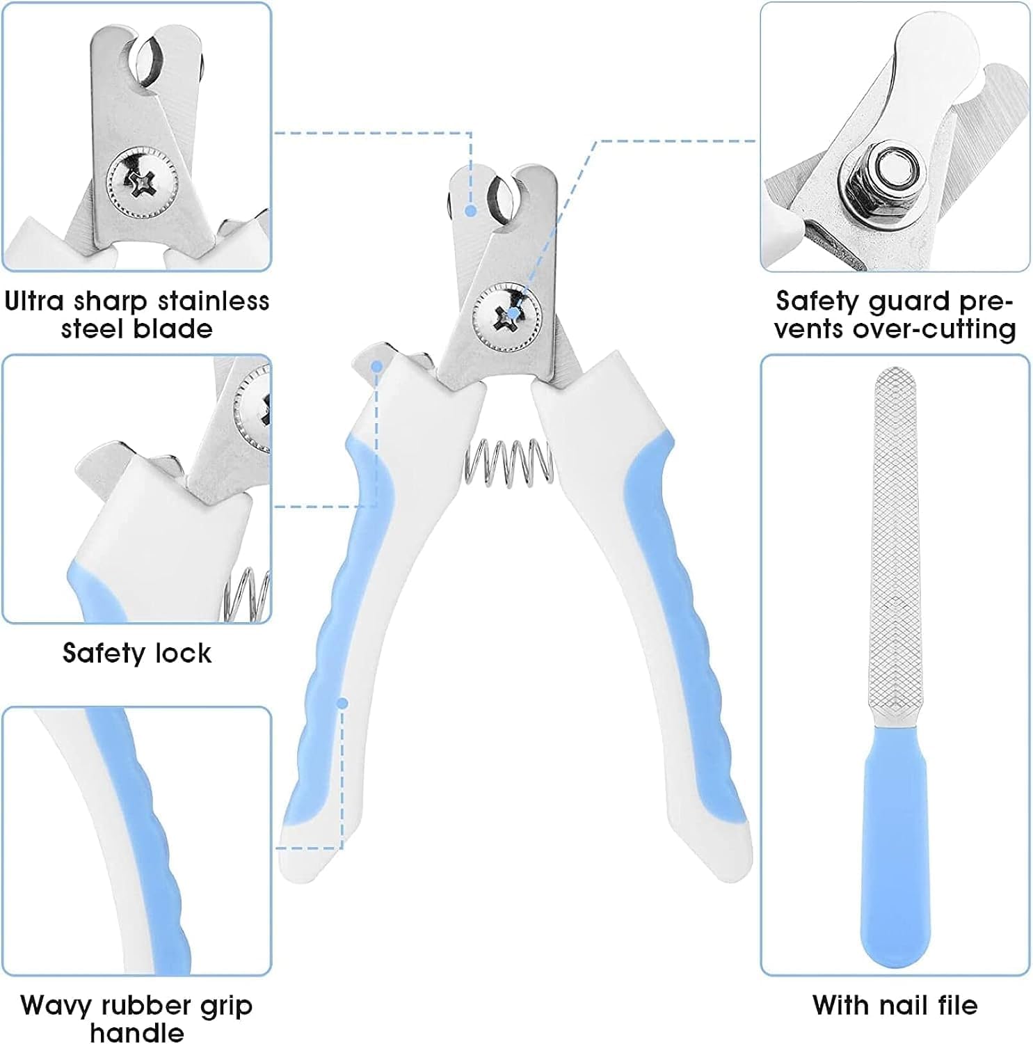 Pet Grooming Kit 7-in-1 - Self-Cleaning Brush Nail Clipper