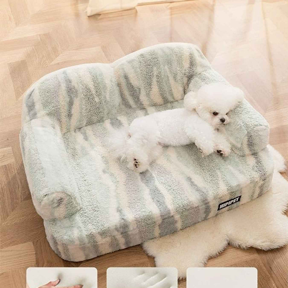 Pet Plush Bolster Bed Semi-Enclosed - Cozy Nest for Cats and Dogs