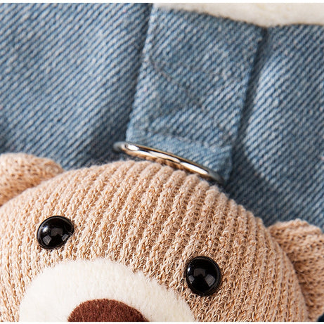 Teddy Bear Denim Vest - Dog Winter Coat with Plush Toy