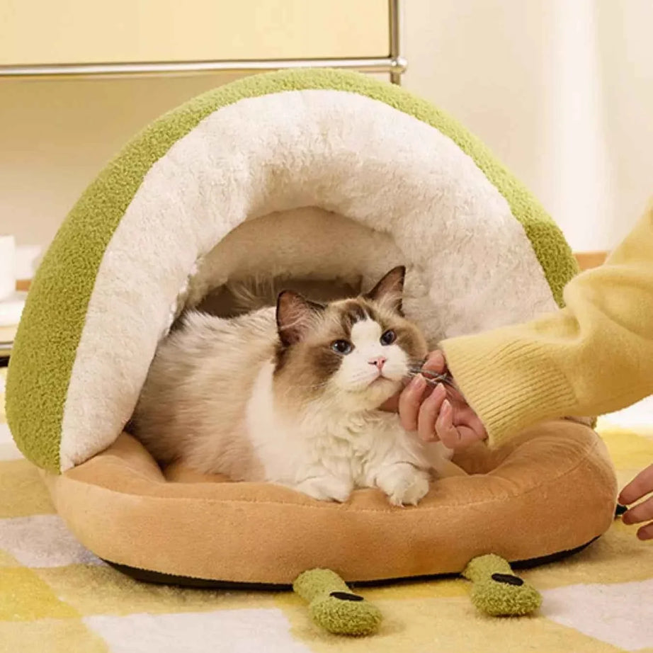 Cozy Pet Nest - Caterpillar Shape Plush Interior