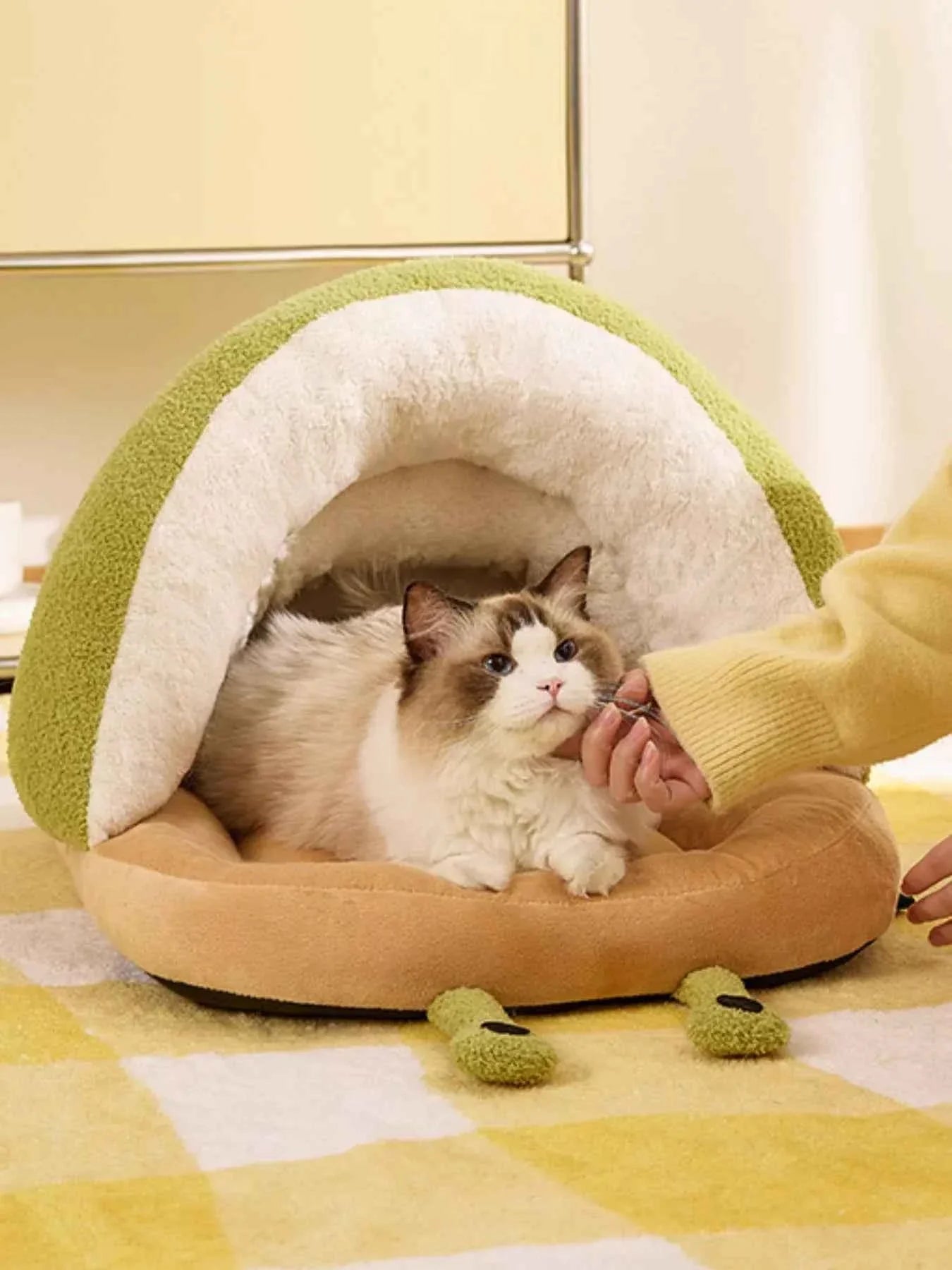 Cozy Pet Nest - Caterpillar Shape Plush Interior