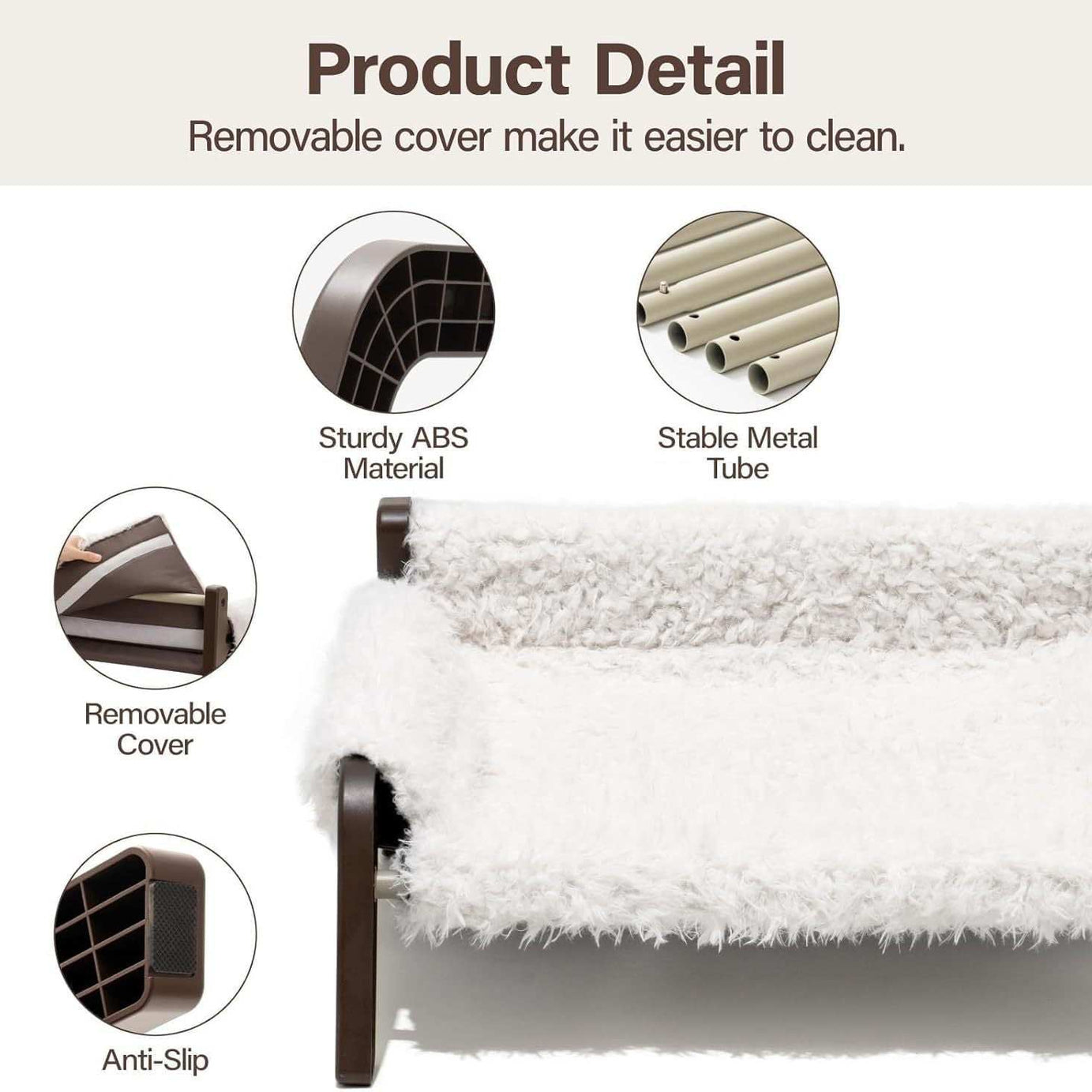 Raised Cat Bed - Elevated Plush 44lb Support