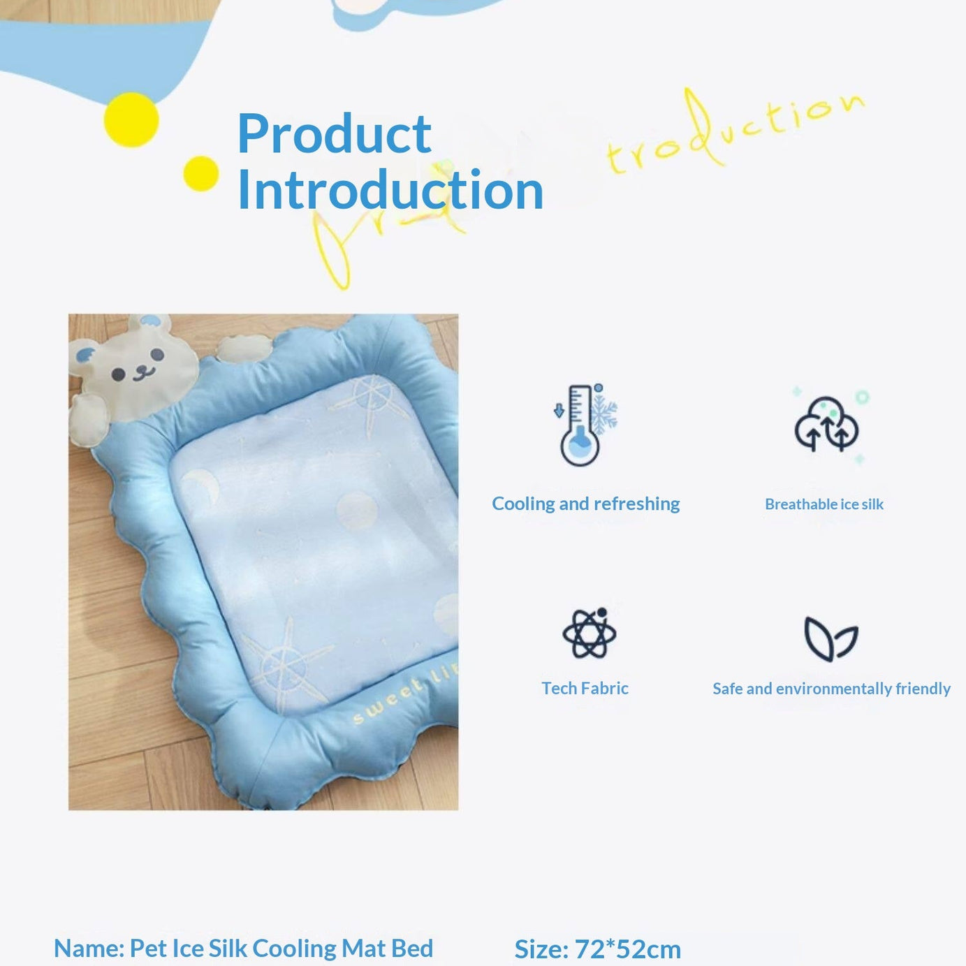 Cat Cooling Mat Ice Silk - Bear Print Summer Sleep Pad