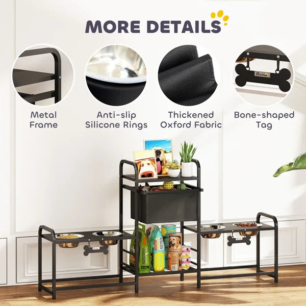 Dog Bowls with Storage - Pet Feeding Station & Container