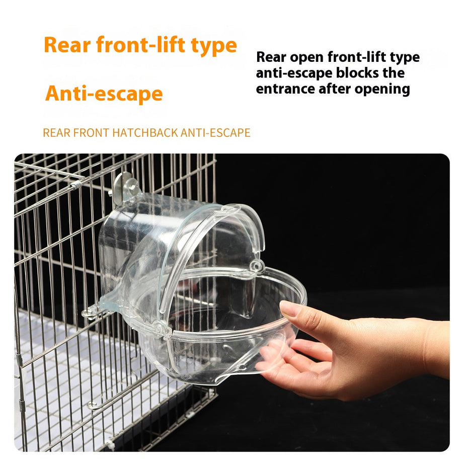 Bird Bath Tub Transparent - Plug-in Parrot Bathing Bowl Cage Accessory