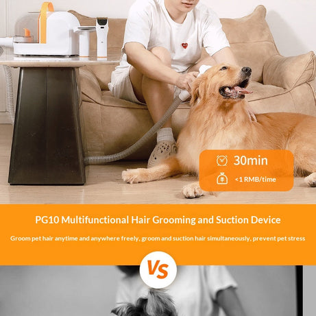 Pet Electric Hair Clipper with Suction - Built-in Vacuum Grooming Tool